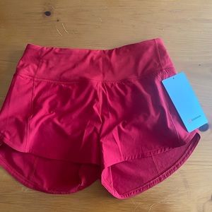 NWT Lululemon speed up short, 4” inseam, red